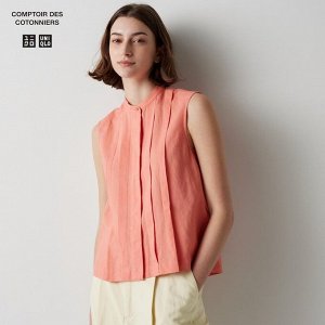 UNIQLO - блузка из смесового льна без рукавов - 12 PINK