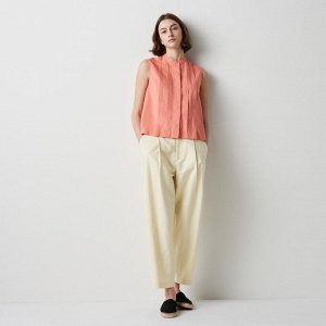 UNIQLO - блузка из смесового льна без рукавов - 12 PINK