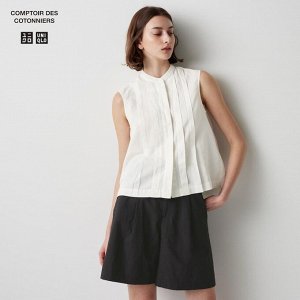 UNIQLO - блузка из смесового льна без рукавов - 01 OFF WHITE