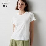 UNIQLO - льняная футболка с круглым вырезом - 01 OFF WHITE