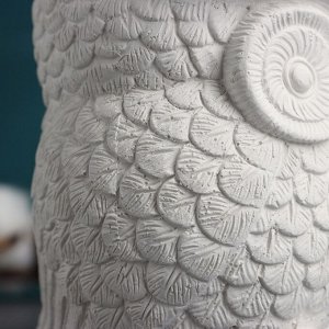 Фигурное кашпо для цветов «Совушка», 250 мл, 11x10x10 см, гипс, белое