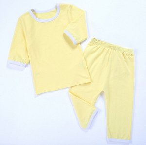 Пижама детская с рукавами 1/2 и укороченными штанами цвет: ЖЕЛТЫЙ С БЕЛЫМ КРАЕМ