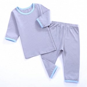 Пижама детская с рукавами 1/2 и укороченными штанами цвет: СЕРЫЙ С ГОЛУБЫМ КРАЕМ
