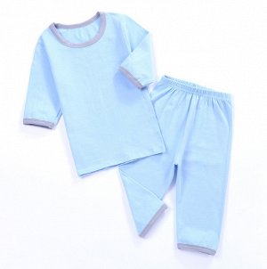 Пижама детская с рукавами 1/2 и укороченными штанами цвет: ГОЛУБЫМ С СЕРЫМ КРАЕМ