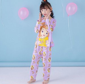Пижама детская с длинными рукавами и штанами цвет: ФИОЛЕТОВЫЙ С ПРИНЦЕССОЙ