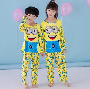 Пижама детская с длинными рукавами и штанами цвет: ЖЕЛТЫЙ С МИНЬОНОМ