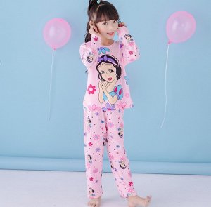 Пижама детская с длинными рукавами и штанами цвет: РОЗОВЫЙ С БЕЛОСНЕЖКОЙ
