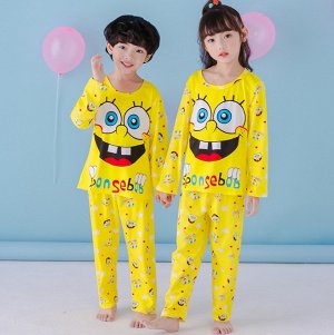 Пижама детская с длинными рукавами и штанами цвет: ЖЕЛТЫЙ С ГУБКОЙ БОБ