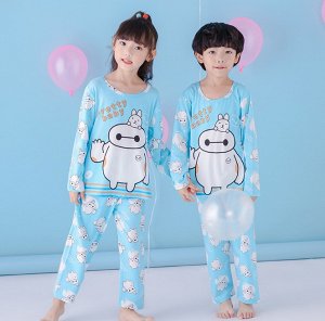 Пижама детская с длинными рукавами и штанами цвет: ГОЛУБОЙ С БЕЛЫМ ГЕРОЕМ