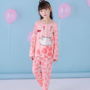 Пижама детская с длинными рукавами и штанами цвет: РОЗОВЫЙ С ЖИРАФОМ