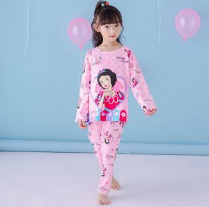 Пижама детская с длинными рукавами и штанами цвет: РОЗОВЫЙ С ПРИНЦЕССОЙ В СЕРДЦЕ