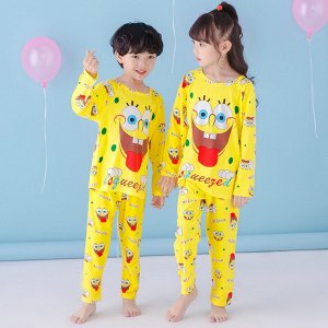 Пижама детская с длинными рукавами и штанами цвет: ЯРКО-ЖЕЛТЫЙ С ГУБКОЙ