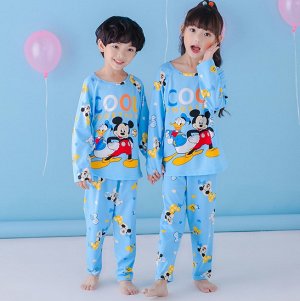 Пижама детская с длинными рукавами и штанами цвет: СИНИЙ С МИККИ
