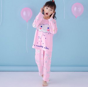 Пижама детская с длинными рукавами и штанами цвет: РОЗОВЫЙ С ОБЛАКОМ