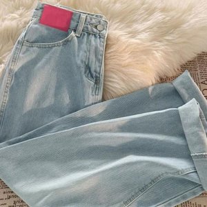 Женские широкие джинсы с высокой посадкой, голубой