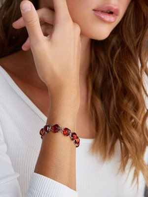 Изящный браслет с коньячным янтарём «Византия»