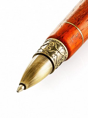 Оригинальная ручка из древесины падука, украшенная натуральным янтарём Spirit
