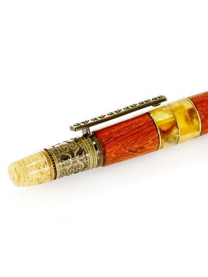 amberholl Оригинальная ручка из древесины падука, украшенная натуральным янтарём Spirit