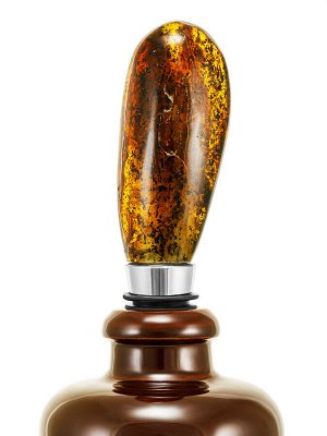 Стоппер для бутылки, украшенный цельным янтарём с природной текстурой
