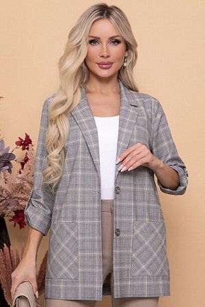 Жакет 8173 Жакет из комфортной,качественной костюмной ткани(ткань Производство Турция) свободного силуэта,в боковых швах разрезы.Центральная застежка на две пуговицы.По переду удобные накладные карман