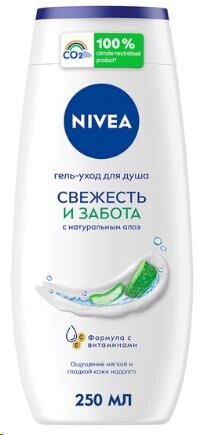 Nivea Свежесть и забота гель д/душа кремов. 250мл увлаж. д/в тип.кожи алоэ флакон 1шт / 12шт / 84573 / 744944