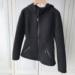 Женская куртка-толстовка с капюшоном, черный