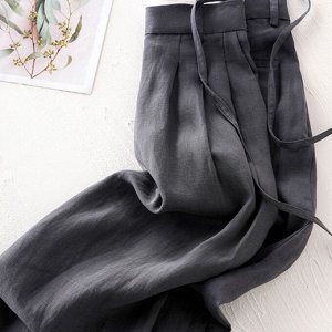Женские широкие брюки с высокой посадкой, темно-серый