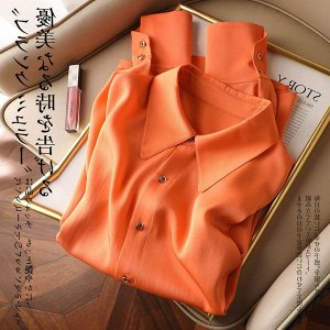 Женская рубашка с длинными рукавами, оранжевый