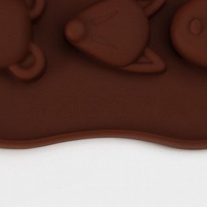 Форма силиконовая для кондитерских украшений Доляна «Мордашки», 21x10,5 см, 15 ячеек (2,5x2,3 см), цвет МИКС