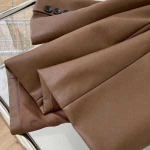 Женский кожаный пиджак свободного кроя, коричневый
