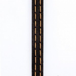 Поводок кожаный однослойный, простроченный, 1.37 м х 1 см, чёрный