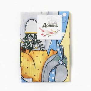 Полотенце кухонное «Доляна. Зайка», 28x46 см, рогожка, хлопок 100%, 160 г/м²