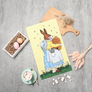 Полотенце кухонное «Доляна. Зайка», 28x46 см, рогожка, хлопок 100%, 160 г/м²