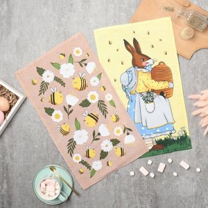 Набор кухонных полотенец Доляна Bee and bunny 2 шт., 28?46 см, рогожка, 100% хлопок, 160 г/м?