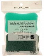 SB &quot;CLEAN&amp;CLEAR&quot; Губка д/мытья посуды №099 &quot;Triple Multi&quot; (11,5смх7,5смх2,5)с абраз.слоем 2шт/200шт/