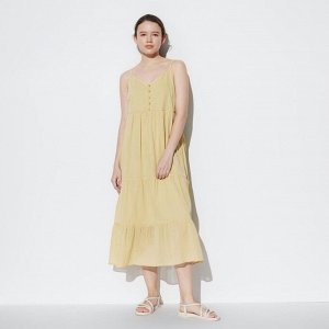 UNIQLO - платье на бретельках из мятого хлопка (113,5-124см) - 31 BEIGE