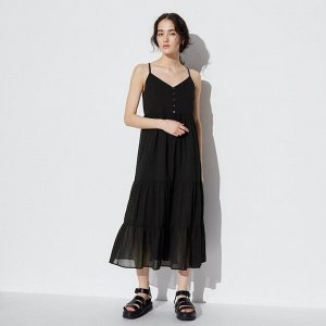 UNIQLO - платье на бретельках из мятого хлопка (113,5-124см) - 09 BLACK