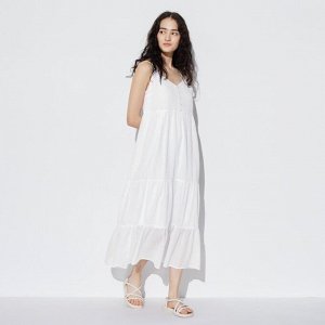 UNIQLO - платье на бретельках из мятого хлопка (113,5-124см) -  00 WHITE