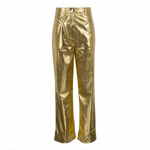 Женские брюки из эко-кожи, цвет золотой