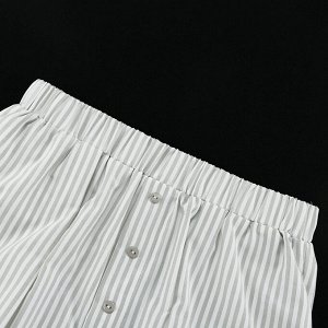 Женский костюм: рубашка + брюки, принт "полоска", цвет светло-серый