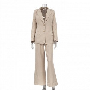 Женский костюм "двойка": пиджак + брюки, цвет бежевый