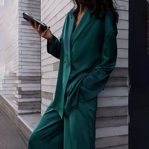 Женский костюм: рубашка + брюки, цвет зеленый