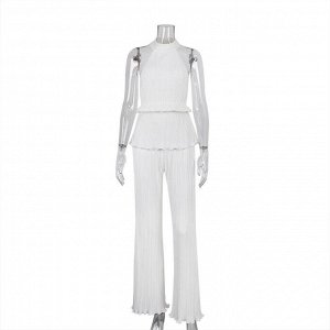 Женский костюм: топ с открытой спиной + брюки, цвет белый