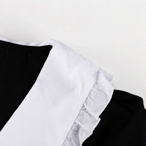 Женское платье с длинным рукавом, с белым воротничком, на пуговицах, цвет черный