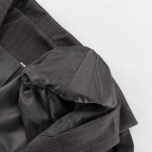 Женский костюм: пиджак + юбка, принт "полоски", цвет серый