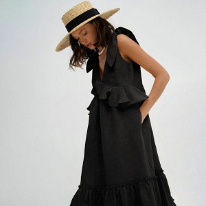 Женское платье без рукавов, с v-образным вырезом, цвет черный