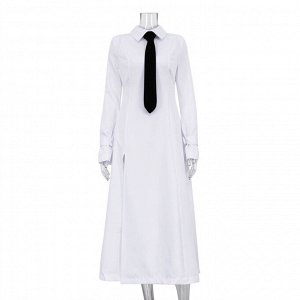 Женское платье, длинное, с галстуком, цвет белый