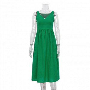 Женское платье без рукавов, цвет зеленый
