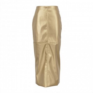 Женская юбка из эко-кожи, прямая, цвет золотой