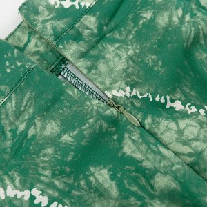 Женский костюм: рубашка + брюки, с принтом, цвет зеленый